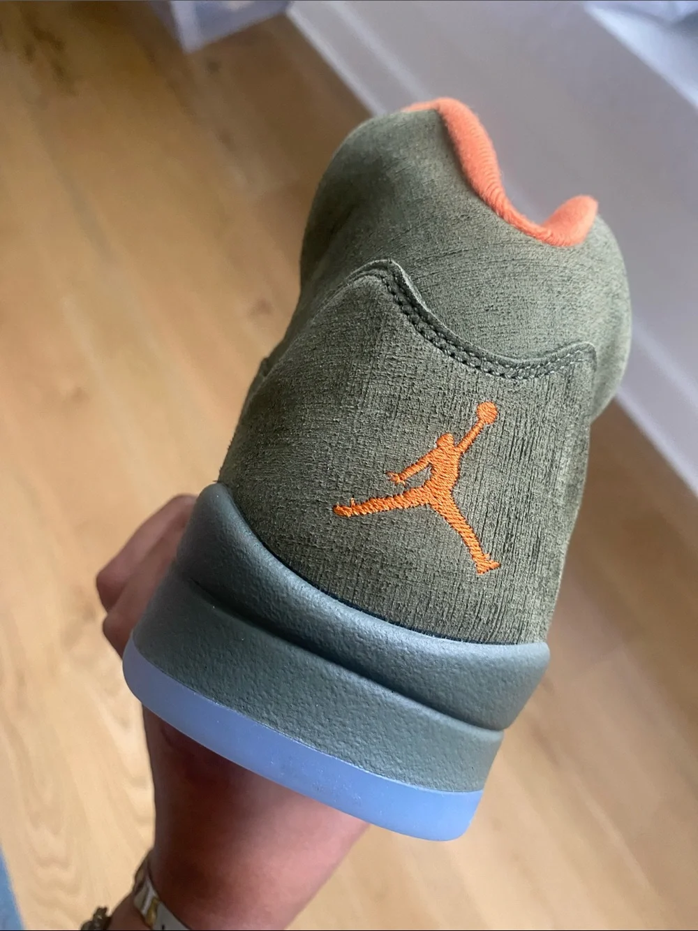 Jordan Olive Green and Orange Men’s Basketball Sneakers